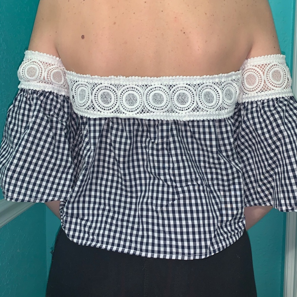 Cropped gingham top - Picture 3 of 4